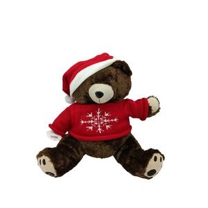 Belk Belkie 2005 Christmas Bear Plush Red Snowflake Sweater Santa Hat 12 Inch